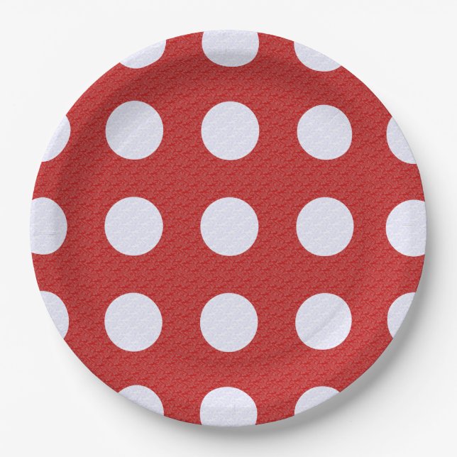Assiettes En Carton Fractales blanches Pois Fractales rouges Arrière - (Devant)