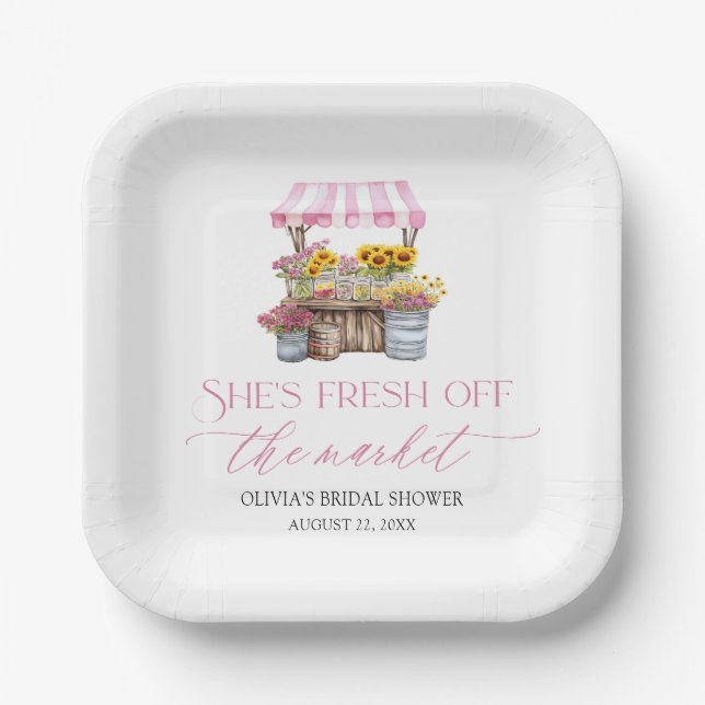 Assiettes En Carton Fraîchement De La Fête des mariées De Marché Des A (Recto)