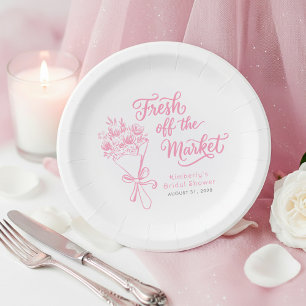 Assiettes En Carton Fraîchement sortie du marché Rose Jardin Enterreme