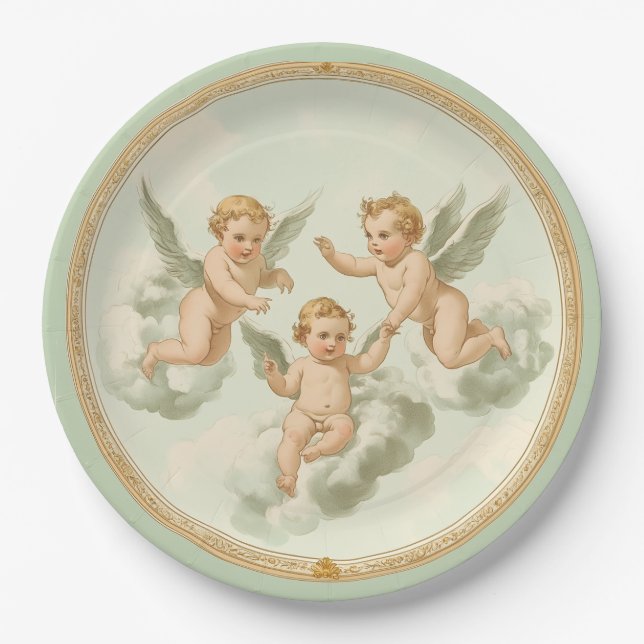 Assiettes En Carton Fraîcheur Rococo Cherub Cloud Party Plaque (Devant)
