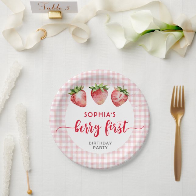 Assiettes En Carton Fraise Anniversaire Berry First (Mariage)