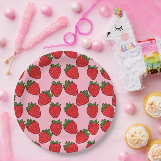 Assiettes En Carton Fraise Anniversaire Thème de fête (Fête)