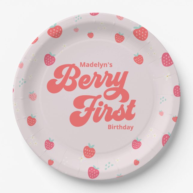 Assiettes En Carton Fraise Berry Premier anniversaire Napkins été (Devant)