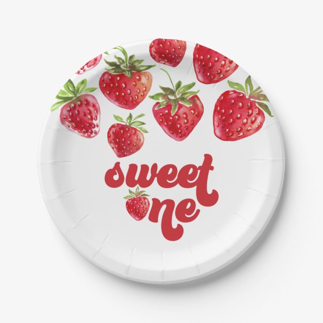 Assiettes En Carton Fraise Berry Premier Plaques de papier d'anniversa (Devant)