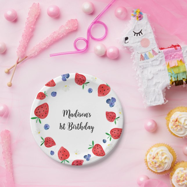 Assiettes En Carton Fraise bleuet Berry Sweet Anniversaire (Fête)