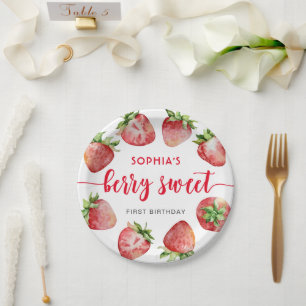 Assiettes En Carton Fraise Premier anniversaire Berry Sweet