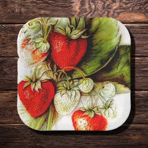 Assiettes En Carton fraise vintage