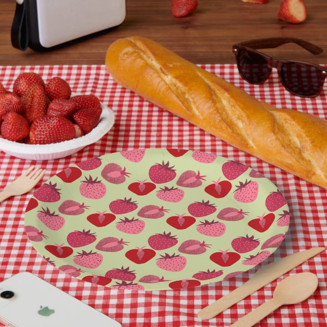 Assiettes En Carton Fraises (Pique-nique)