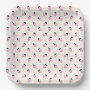 Assiettes En Carton fraises rose