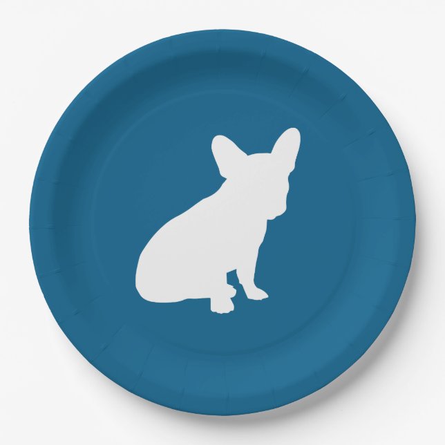 Assiettes En Carton Français Baby shower Bulldog Français Frenchie Blu (Devant)