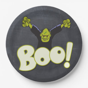 Assiettes En Carton Frankie Monster Frankenstein Halloween Black Chalk