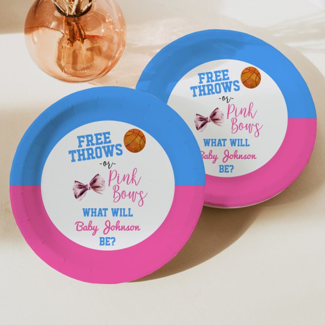 Assiettes En Carton Free Throws ou Pink Bows Basketball Genre Reveille (Créateur téléchargé)