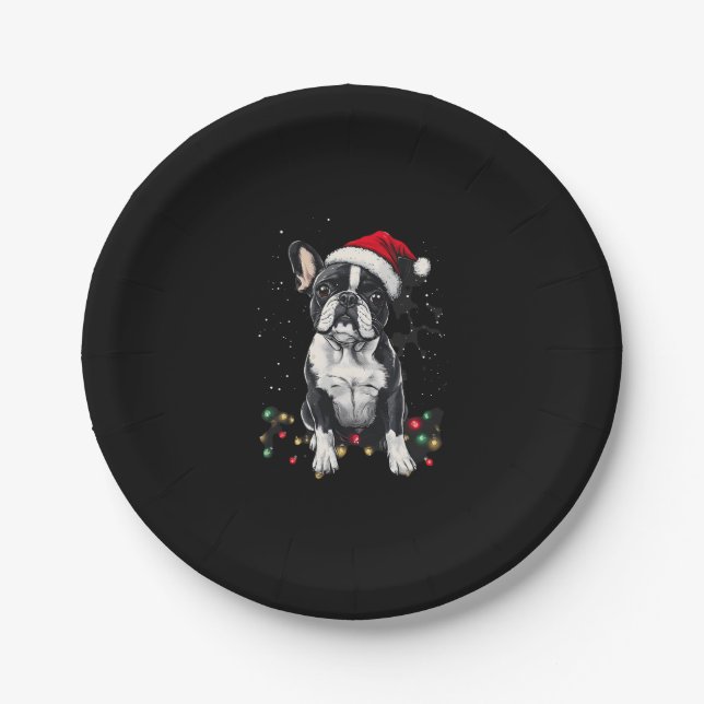 Assiettes En Carton French Bulldog Christmas Lights Xmas Dogs Gifts Me (Devant)