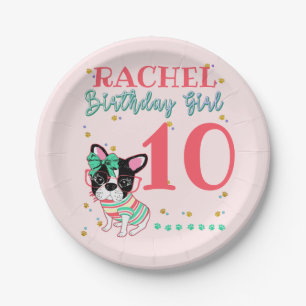 Assiettes En Carton French Bulldog Frenchie Birthday Girl 