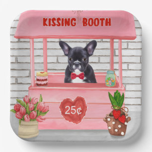 Assiettes En Carton French Bulldog Valentine's Day Kissing Booth