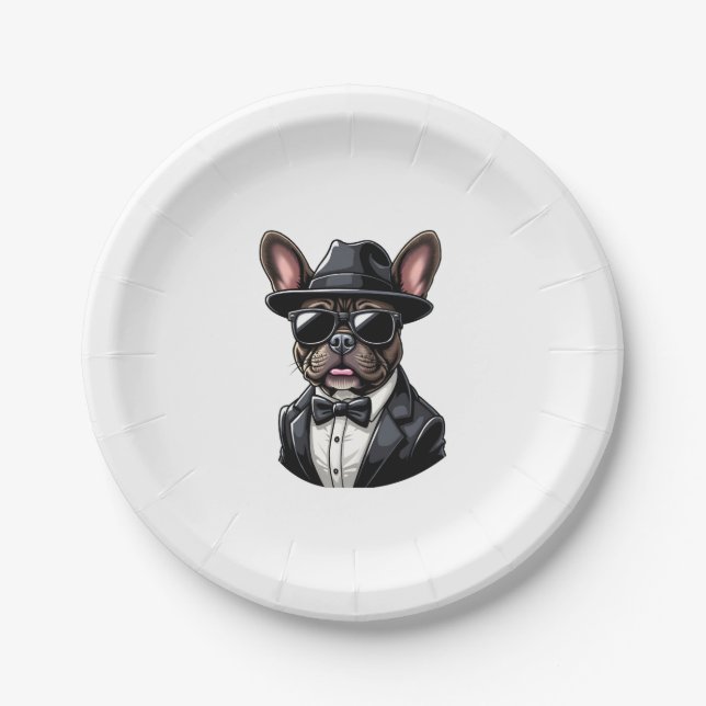 Assiettes En Carton Frenchie The Gangster (Devant)