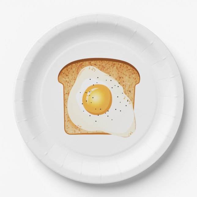 Assiettes En Carton Fried egg on toast (Devant)