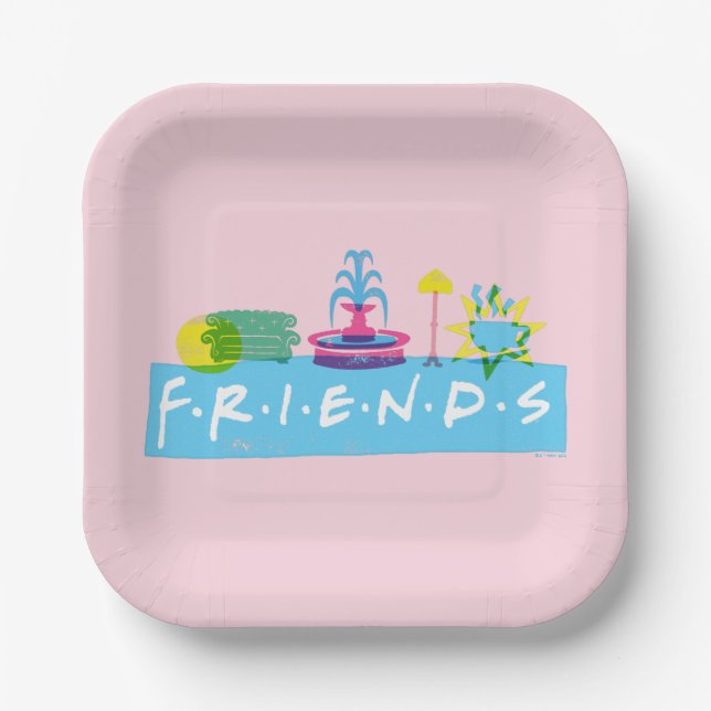 Assiettes En Carton FRIENDS™ | Logo avec icônes (Recto)