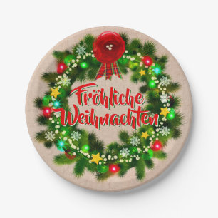 Assiettes En Carton Fröhliche Weihnachten Noël 7"