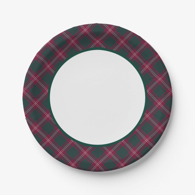 Assiettes En Carton Frontière Clan Crawford Tartan (Devant)