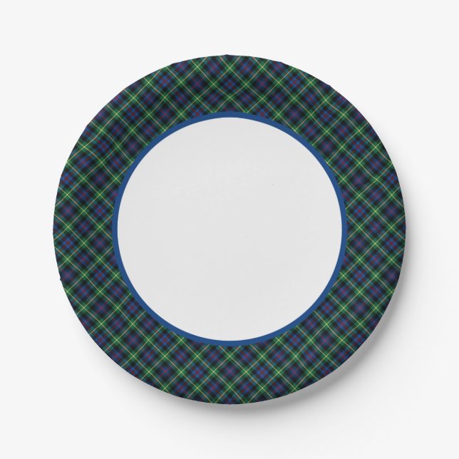 Assiettes En Carton Frontière de Clan Farquharson Tartan (Devant)