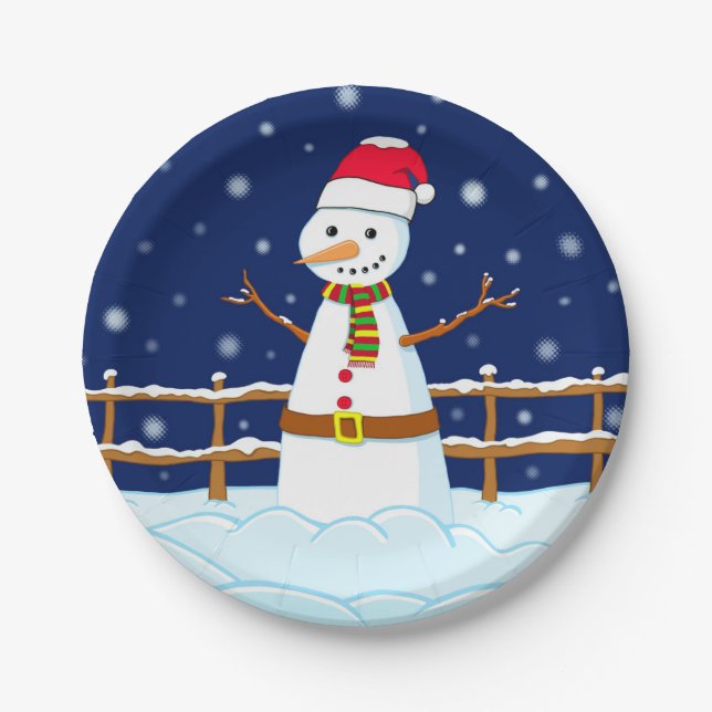 Assiettes En Carton Frosty le bonhomme de neige (Devant)