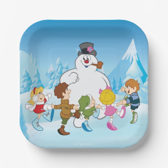 Assiettes En Carton Frosty Snowman™ hiver (Recto)