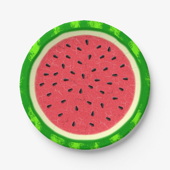 Assiettes En Carton Fruit d'été de la tranche de pastèque à la croûte (Devant)