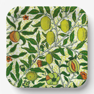 Assiettes En Carton Fruit exotique de William Morris, jaune citron