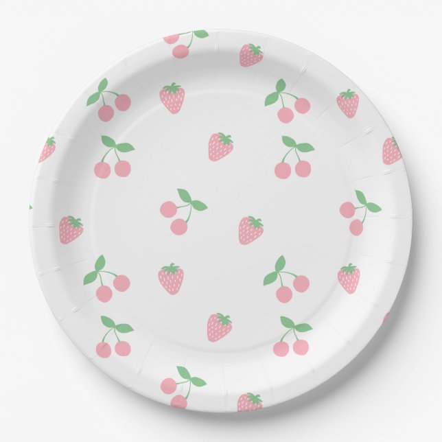 Assiettes En Carton Fruit Fruit Fruit Fruit Fruit Fruit Cerise Rose (Devant)