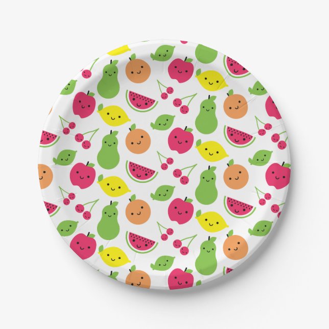 Assiettes En Carton Fruit heureux (Devant)