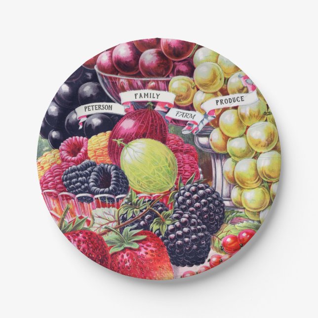 Assiettes En Carton Fruit vintage délicieux (Devant)