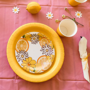 Assiettes En Carton Fruits d'agrumes Floral été