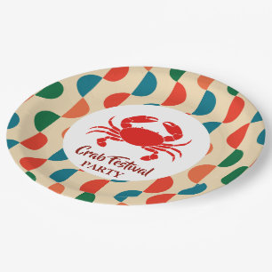 Assiettes En Carton Fruits de mer de crabe rouge Frappes marines Parti