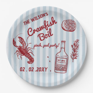 Assiettes En Carton Fruits de mer d'été tirés à la main Crawfish Boil 
