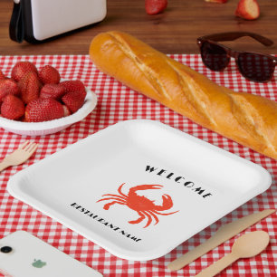 Assiettes En Carton Fruits de mer modernes accueil Crabe rouge personn