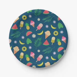 Assiettes En Carton Fruits d'été et motif de glace