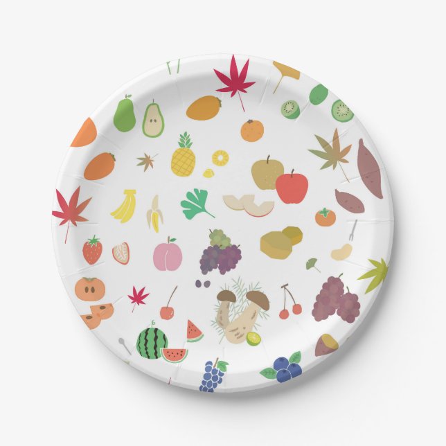 Assiettes En Carton Fruits et légumes Imprimer (Devant)