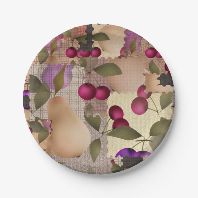 Assiettes En Carton Fruits, patchwork (Devant)