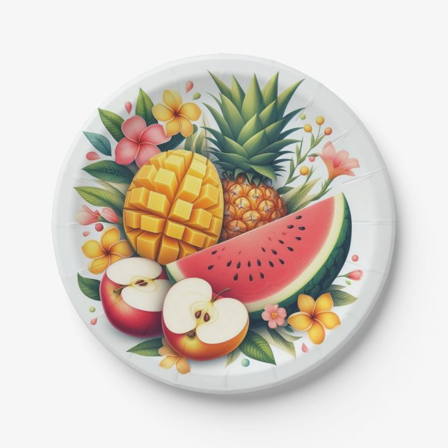 Assiettes En Carton "Fruity Fiesta : Plaques de papier en tranches de  (Devant)