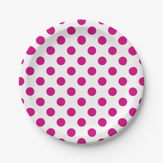 Assiettes En Carton Fuchsia polka (Devant)