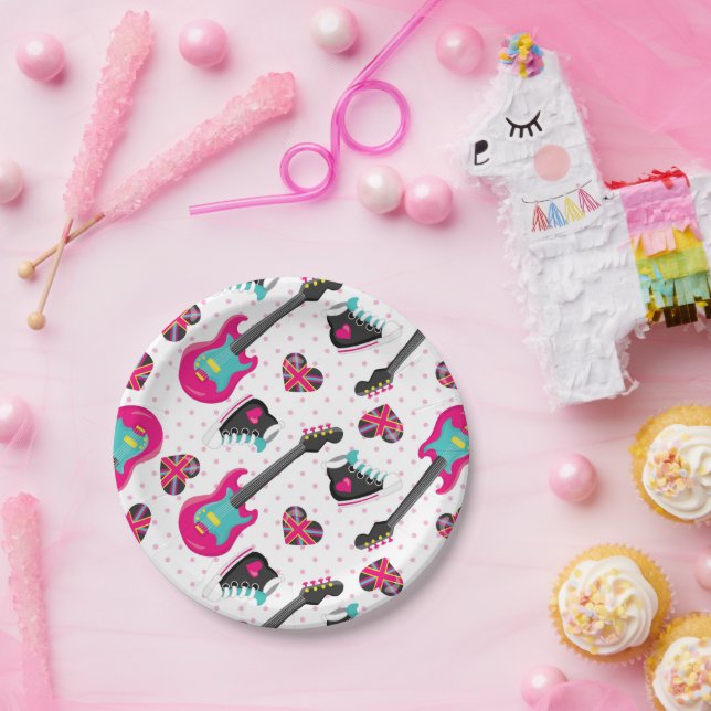 Assiettes En Carton Fun ado fille Rock star fête plaques papier (Fête)