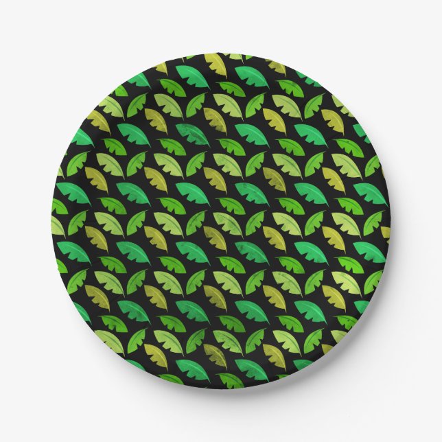 Assiettes En Carton Fun Banana Leaf Tropical Anniversaire Motif (Devant)