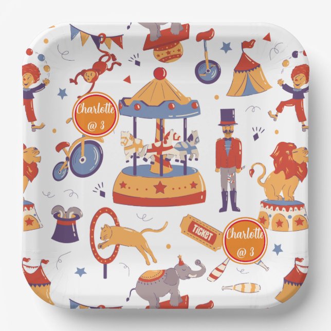 Assiettes En Carton Fun Carnaval Enfants Anniversaire Cirque Motif Clo (Recto)