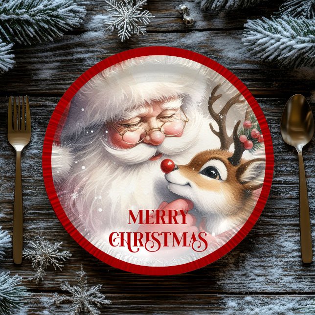 Assiettes En Carton Fun Cartoon Santa Claus Rudolph Dinner Plates (Fun Cartoon Santa Claus Rudolph Dinner Plates)