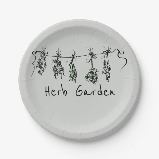 Assiettes En Carton Fun chic Garden Herbs (Devant)