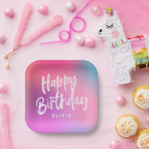 Assiettes En Carton Fun Coloré Sweet sixteen moderne fête d'anniversai