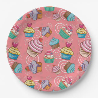 Assiettes En Carton Fun Cupcake Design Plaque de papier rond