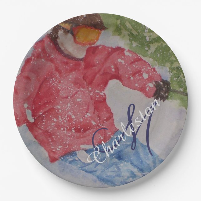 Assiettes En Carton Fun de ski fête (Devant)