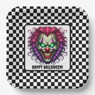 Assiettes En Carton Fun Déplaisant Clown visage Halloween Plaque en pa